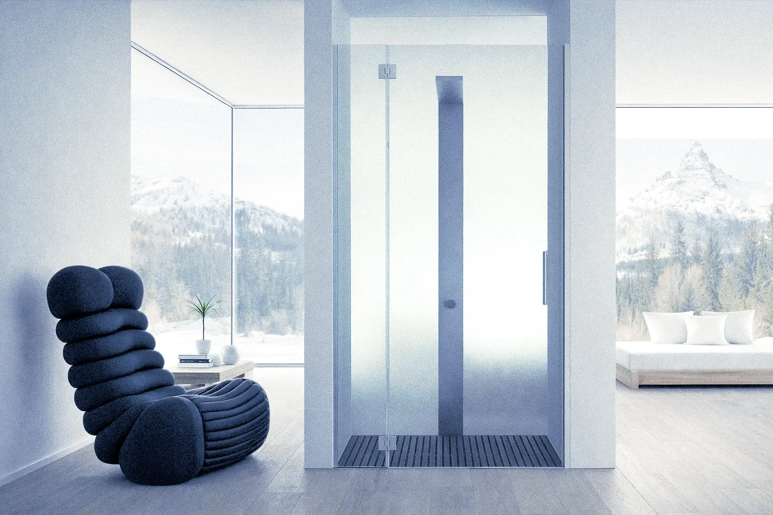 Vetri decorati con serigrafie personalizzate e pattern geometrici per porte e pareti.