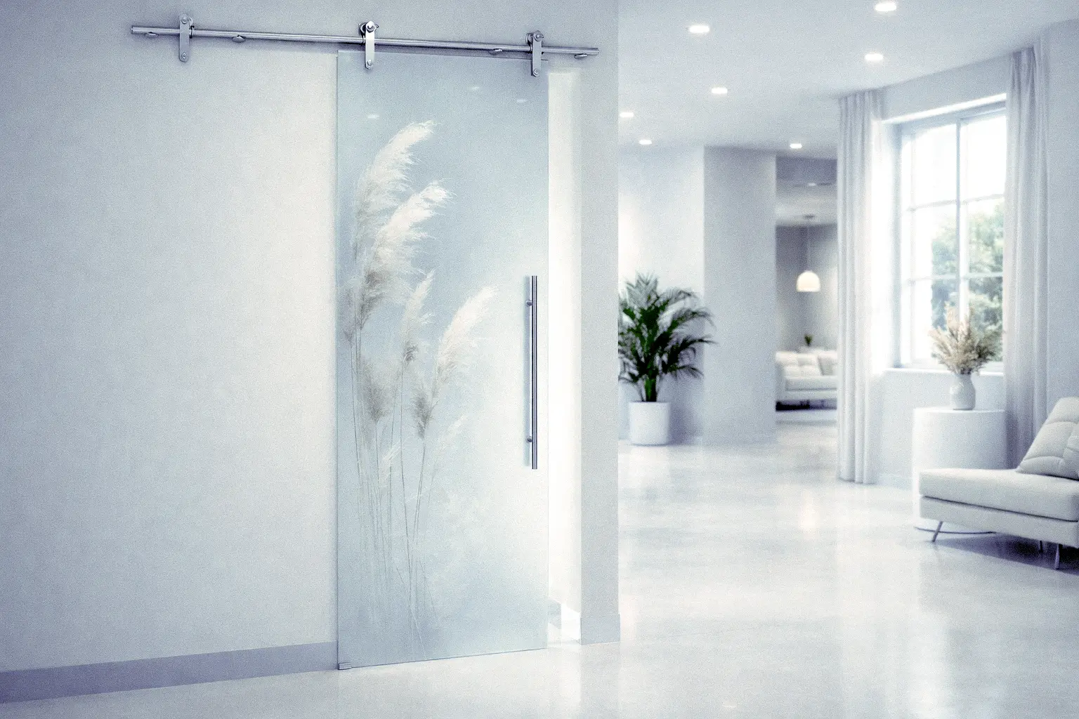 Tettoie in vetro per percorsi pedonali e accessi pubblici con fissaggi in acciaio inox.