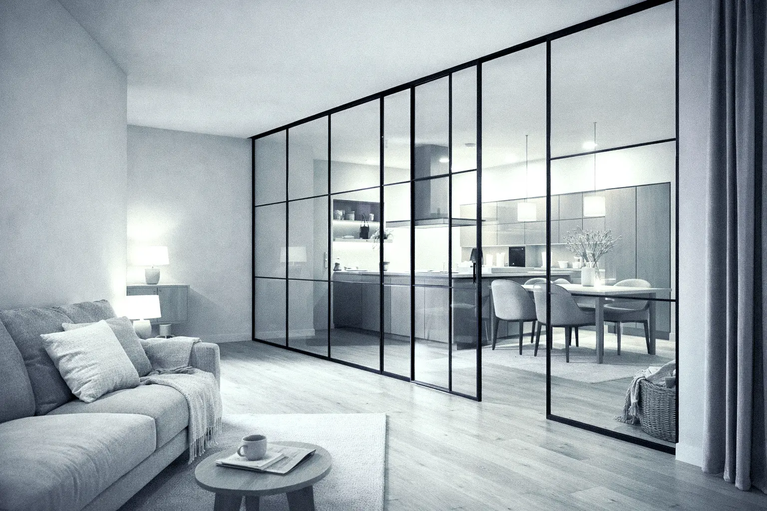 Scopri le nostre porte scorrevoli in vetro per interni: sistemi a scomparsa e a scrigno, design salvaspazio e massima luminosità